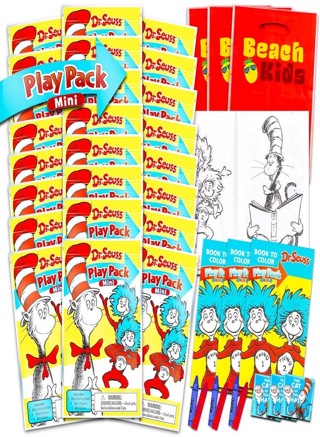 Dr. Seuss Birthday Party Favors for Kids - Bundle of 24 Dr. Seuss Activity Packs for with Mini Coloring Book Stickers | Cat in the Hat Party Supplies - Image 1